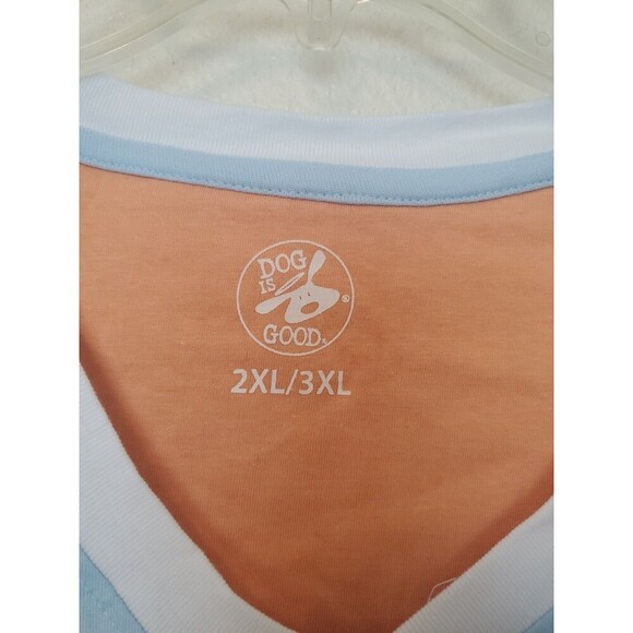 Dog Is Good Never Sleep Alone Short Sleeve V-Neck Sleep Shirt 2XL 3XL Cotton - Picture 3 of 16